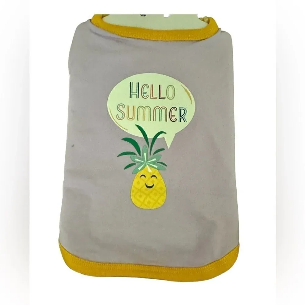 NWT Pet Apparel Purple Dog Tank Tee “Hello Summer” Pineapple - Size Small